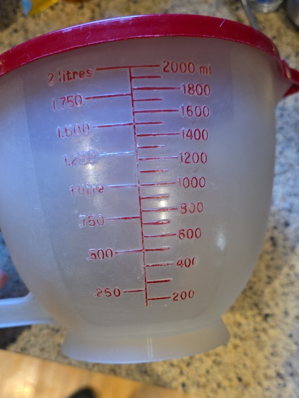Red-Trim Frosted Plastic Measuring Jug -
